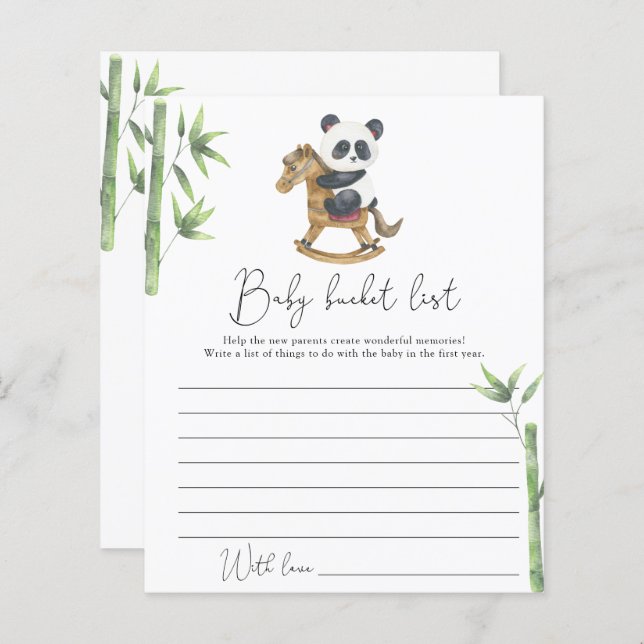 Bear Panda Baby bucket list (Front/Back)