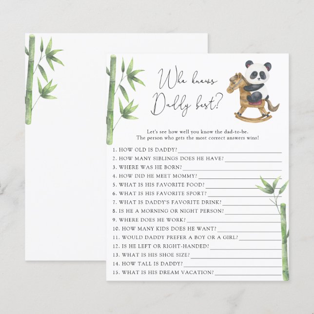 Bear Panda Who knows Daddy best (Front/Back)