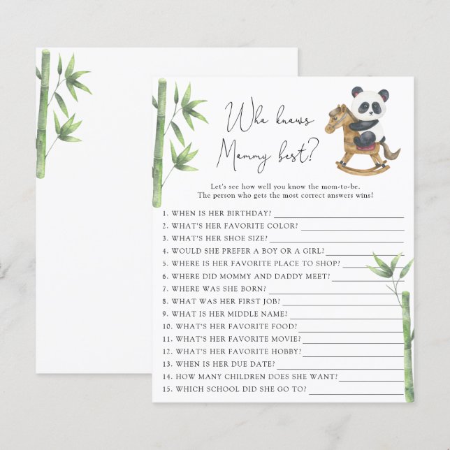 Bear Panda Who knows Mommy best (Front/Back)