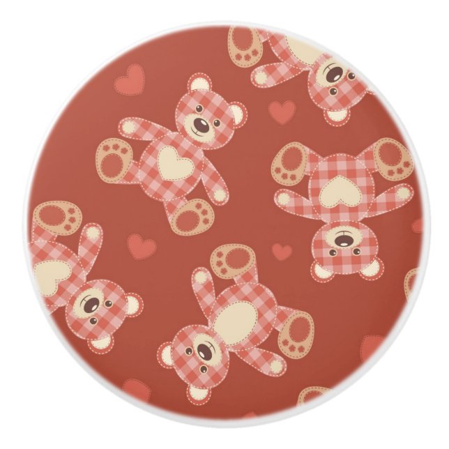 bear patchwork pattern ceramic knob (Front)