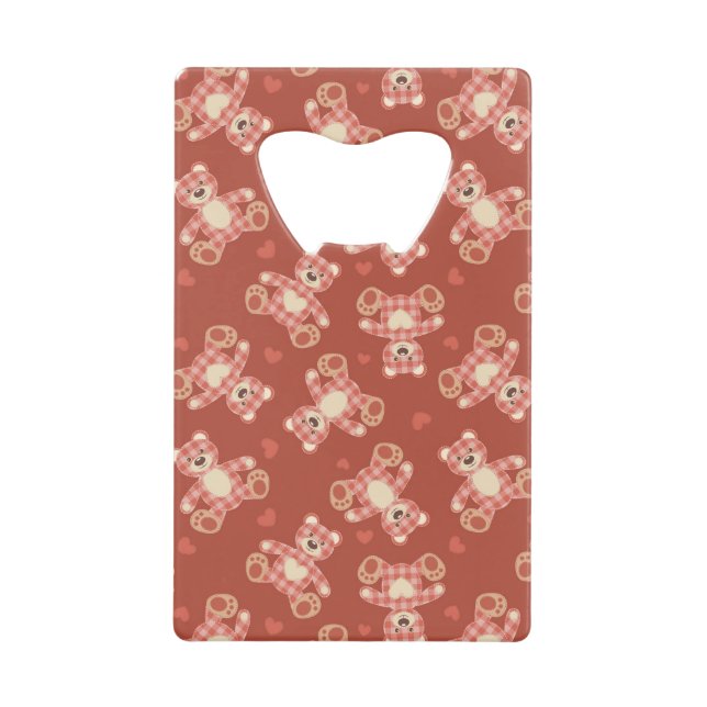 bear patchwork pattern credit card bottle opener (Front)
