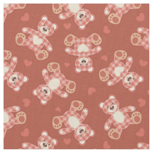 bear patchwork pattern fabric (Close Up)