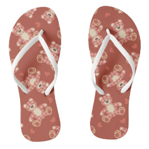 bear patchwork pattern flip flops