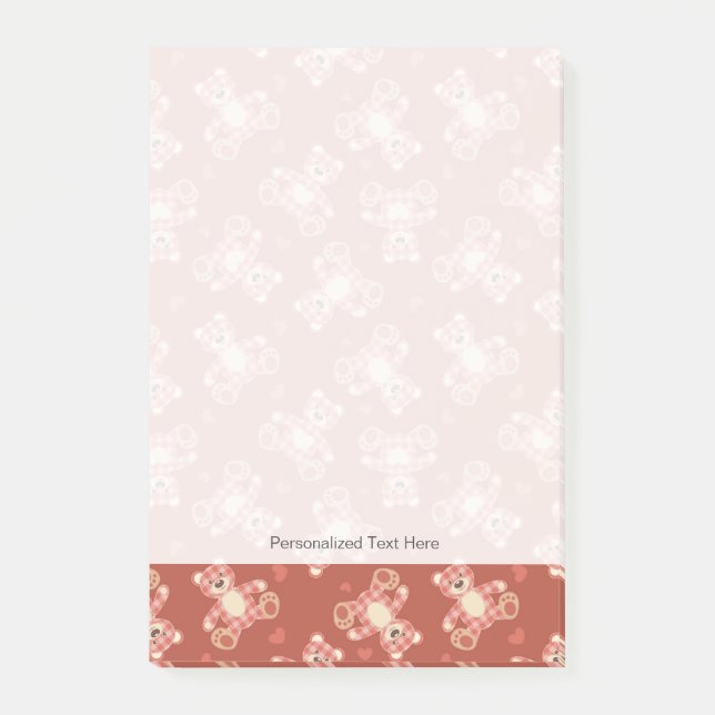 bear patchwork pattern post-it notes (Front)