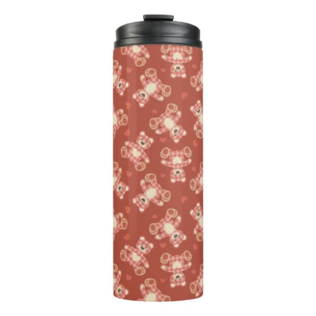 bear patchwork pattern thermal tumbler (Front)