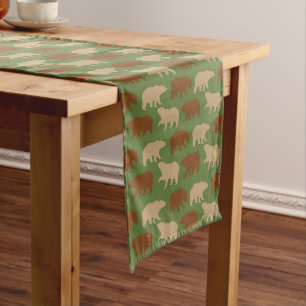 Bear Pattern Cabin Short Table Runner