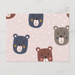 Bear pattern holiday postcard