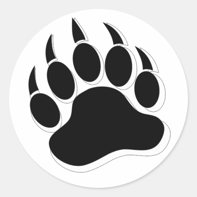 BEAR PAW Awesome Gay Bear claw B&W 3D effect Classic Round Sticker (Front)