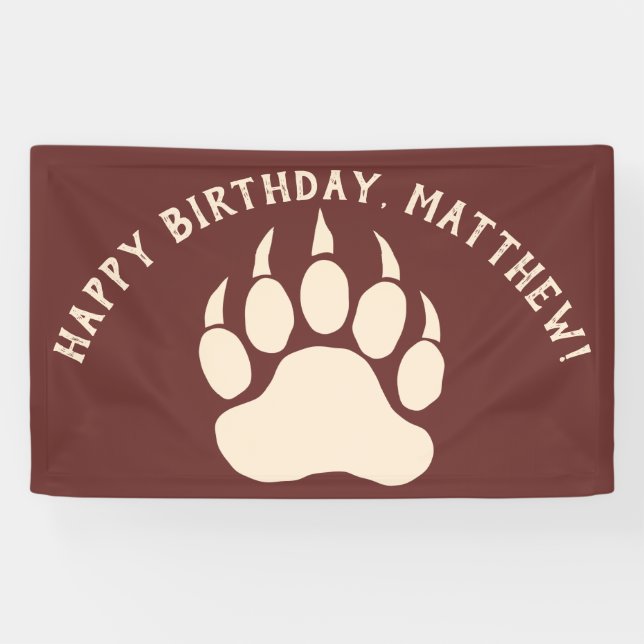 Bear Paw Custom Message Burgundy and Cream Banner (Horizontal)