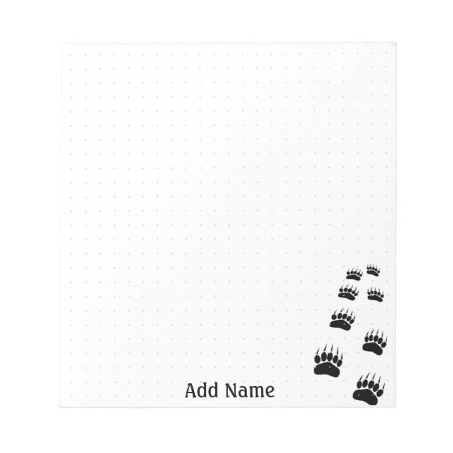 Bear Paw Print Custom Dot Grid Notepad (Front)