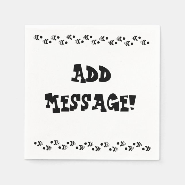 Bear Paw Prints, Add Message! Napkin (Front)
