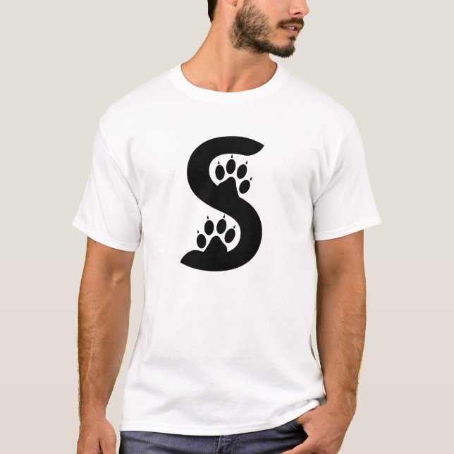 Bear Paw Prints Letter S monogram T-Shirt (Front)