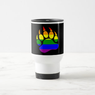 Bear Paw Rainbow Flag Neat &Clean look -Travel Mug