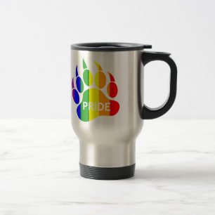 Bear Paw Rainbow Flag Neat & Clean look Travel Mug