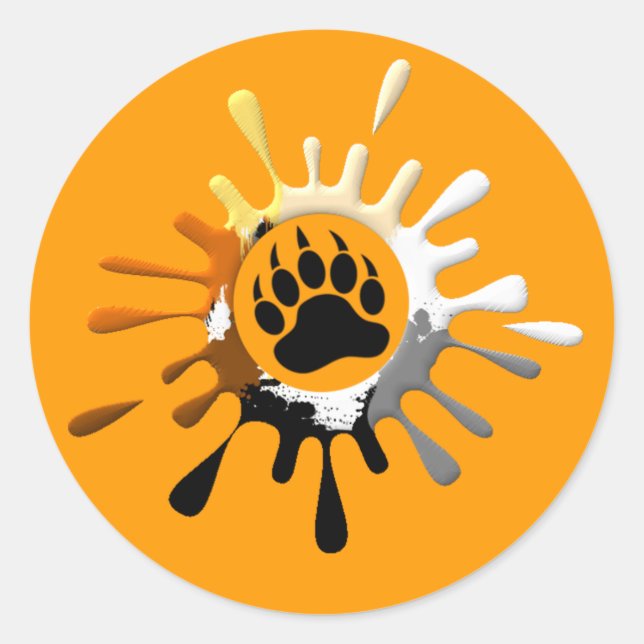 Bear Paw Splash Bear Pride Colours Classic Round Sticker (Front)