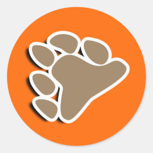 BEAR PAW SYMBOL 3D CLASSIC ROUND STICKER