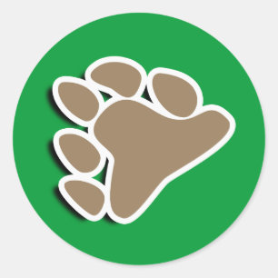 BEAR PAW SYMBOL 3D CLASSIC ROUND STICKER