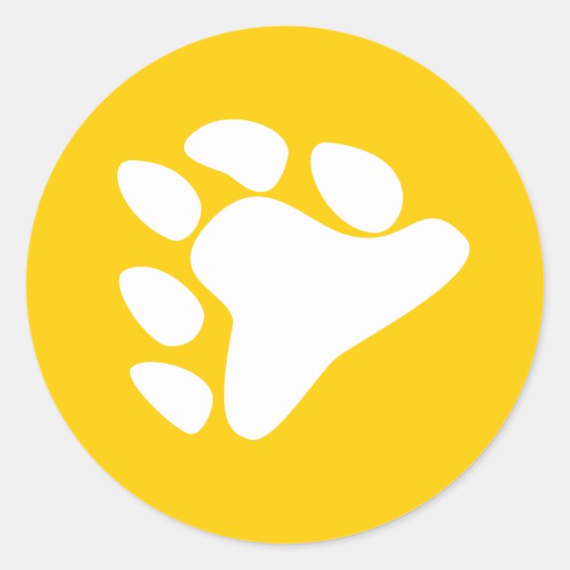 BEAR PAW SYMBOL WHITE CLASSIC ROUND STICKER (Front)