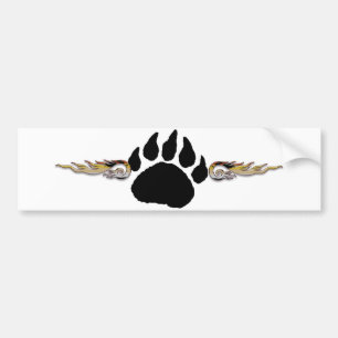Bear Paw with Flames Bumper Sticker