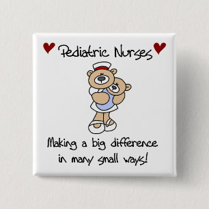 Bear Pediatric Nurses T-shirts and Gifts 2 Inch Square Button