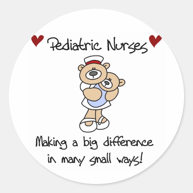 Bear Pediatric Nurses T-shirts and Gifts Classic Round Sticker (Front)