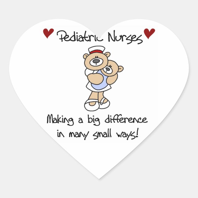 Bear Pediatric Nurses T-shirts and Gifts Heart Sticker (Front)