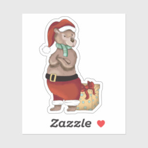 Bear Père Noël mignonne avec Sticker cadeau
