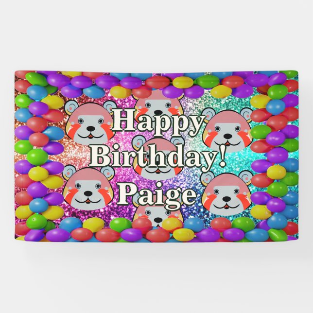 Bear Personalized character birthday banner (Horizontal)