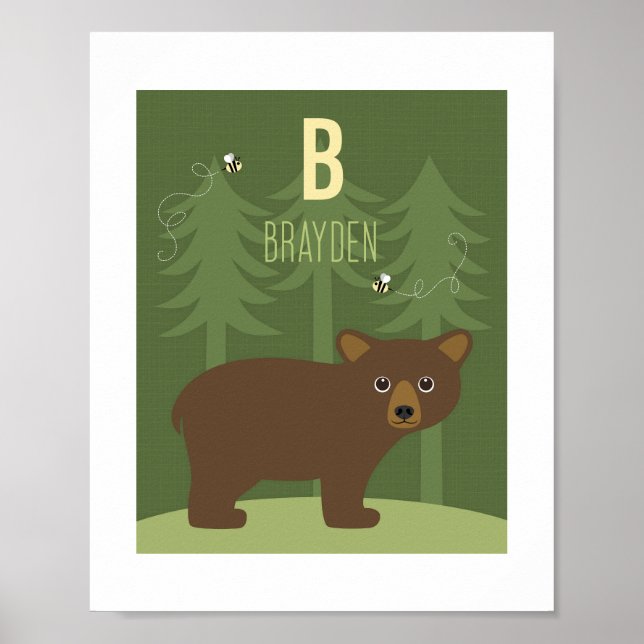 Bear Personalized Nursery Poster Print (Front)