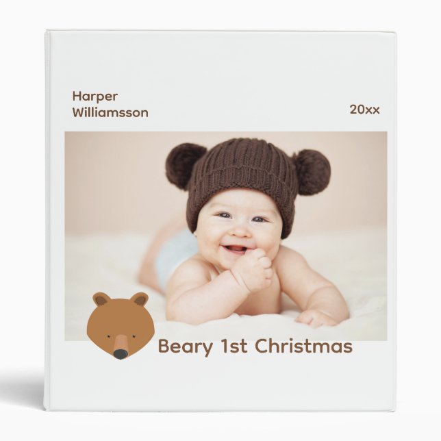 Bear Photo Baby 1st Christmas Binder (Front)