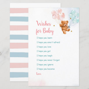 Bear Pink and Blue Gold Star Wishes for Baby