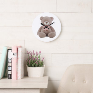 Bear pink Cartoon Large Clock