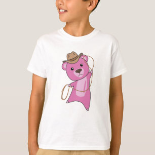 Bear Pink Cowboy Lasso Cute Animals For Kids T-Shirt