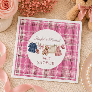 Bear Pink Preppy Luxury Baby Shower  Napkin