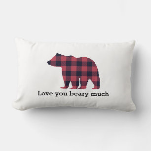 Bear Plaid Wilderness Love You Throw Pillow