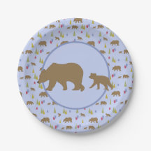 Bear Plates for Baby Boys Baby Shower or Party