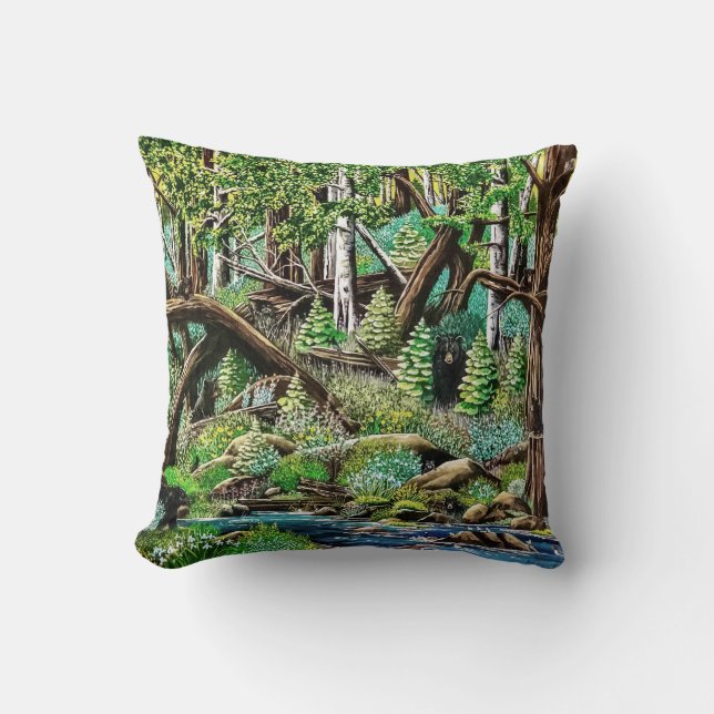 Bear Playground Throw Pillow (Front)