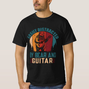 Bear Playing Bass Retro Guitar Bear Guitarist Tee