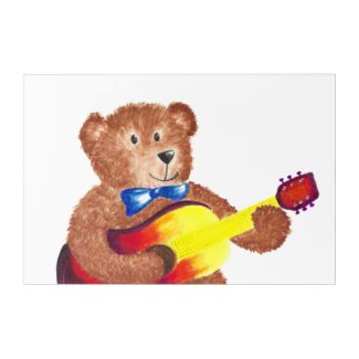 Bear Playing Guitar Watercolour Acrylic Print