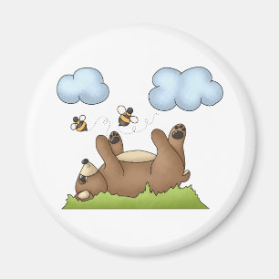 Bear Playing in Grass Magnet