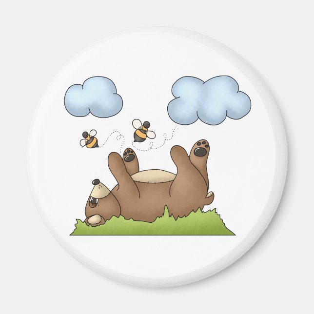 Bear Playing in Grass Magnet (Front)