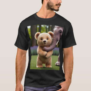  Bear Playing with Elephant's Trunk – Fun Animal  T-Shirt