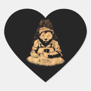 Bear Poker Player Playing Cards Lucky Gambler Heart Sticker