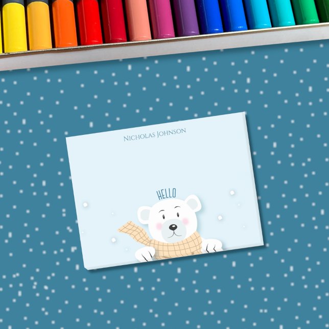 Bear polaire mignonne hiver post-it notes (Cute polar bear kid winter sticky notes . )