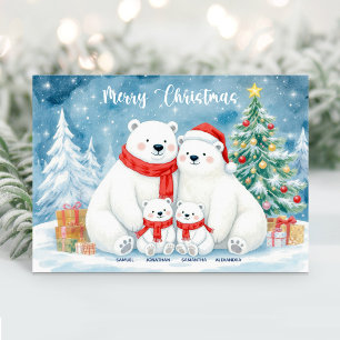 Bear polaire mignonne Nom de famille Carte de Noël