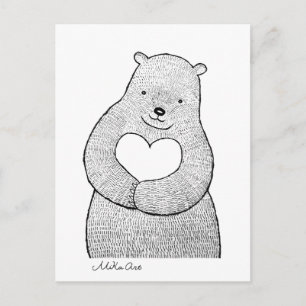 Bear Postcard Bear I love you Card Cute Bear art