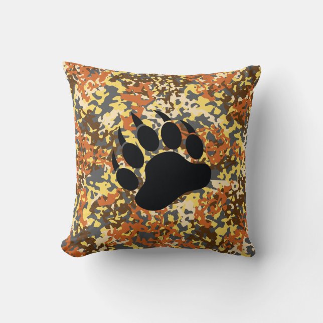 Bear Pride Camo Throw Pillow (Front)