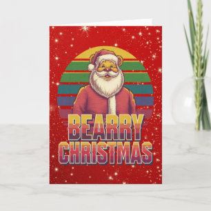 Bear pride Christmas cute fun Santa Bear Holiday Card