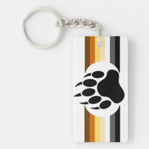 Bear Pride colours stripes and Bear Paw Keychain