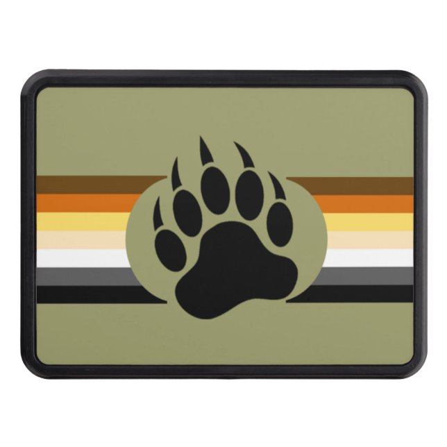 Bear Pride colours stripes and Bear Paw Trailer Hitch Cover (Front)